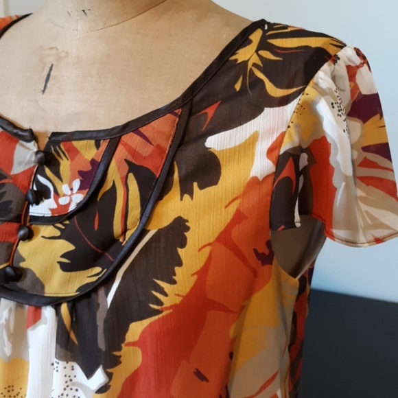 Apt 9 Earth Tones Floral Blouse, size M - Picture 3 of 5